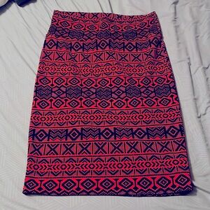 Red and black midi skirt